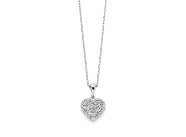 LOVELOVE necklace Rhodinert sølv med zirkonia stener 42+5