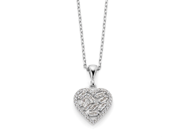 LOVELOVE necklace Rhodinert sølv med zirkonia stener 42+5