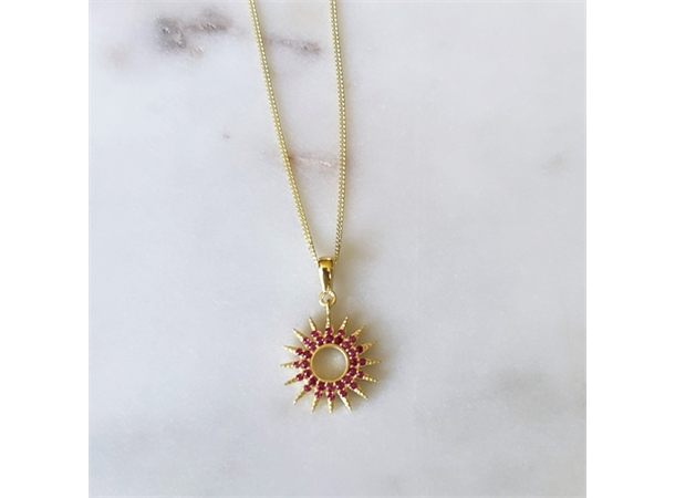 Smykke i forgylt sølv Sol rosa zirkonia stener 45 cm