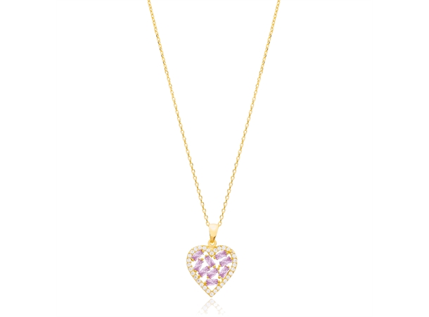 LOVELOVE necklace Forgylt sølv med rosa zirkonia stener