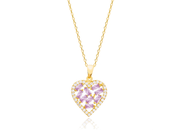 LOVELOVE necklace Forgylt sølv med rosa zirkonia stener