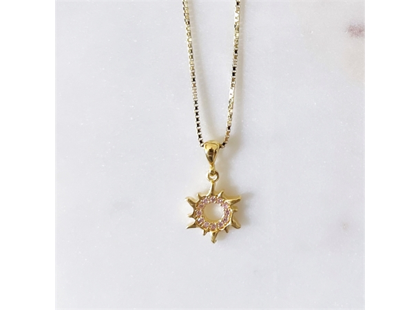 Smykke i forgylt sølv Sol lys rosa zirkonia stener 42 cm