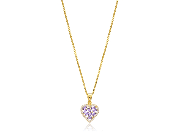 LOVELOVE necklace Forgylt sølv med lilla zirkonia stener