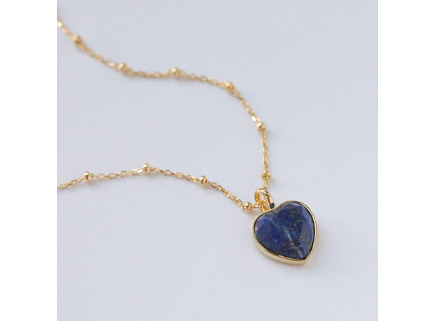 Smykke i forgylt sølv Hjerte blå Lapis SALG (Ord 1199,-)