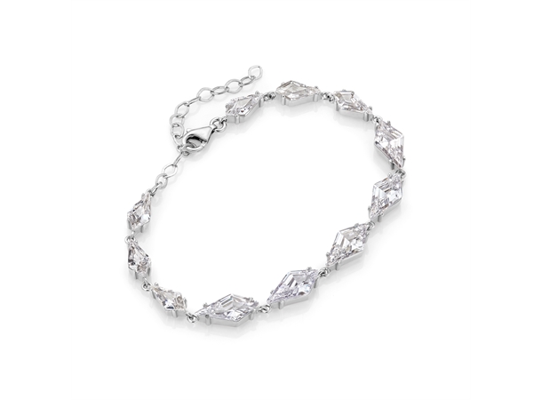 Modern LOVE bracelet Rhodinert sølv med zirkonia stener 15+5
