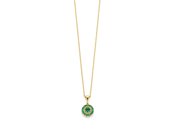 STARLIGHT necklace Forgylt sølv med grønne zirkonia 42+5 cm