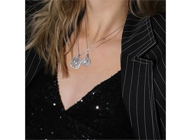 NEVER STOP necklace Rhodinert sølv med zirkonias 42+5 cm