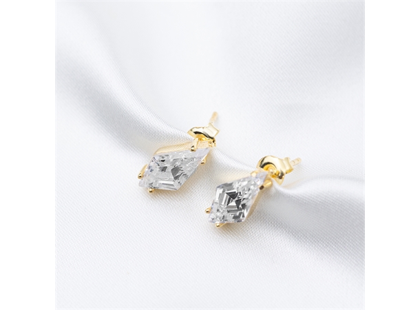 Modern LOVE earrings Forgylt sølv med zirkonia stener