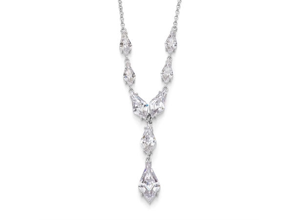 Modern LOVE necklace Rhodinert sølv med zirkonia stener 42+5