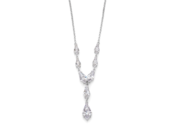 Modern LOVE necklace Rhodinert sølv med zirkonia stener 42+5