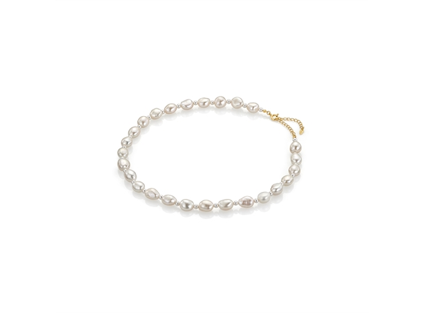 Perlearmbånd i forgylt sølv Ekte perler 17+3 cm