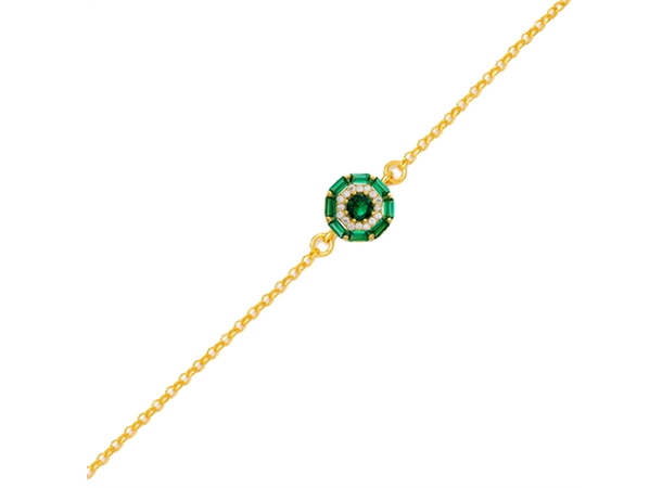 STARLIGHT bracelet Forgylt sølv med grønne zirkonia 17+3 cm