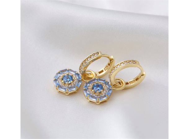 STARLIGHT earrings Forgylt sølv med blå zirkonia stener