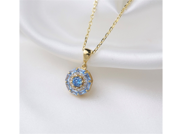 STARLIGHT necklace Forgylt sølv med blå zirk stener 42+5 cm