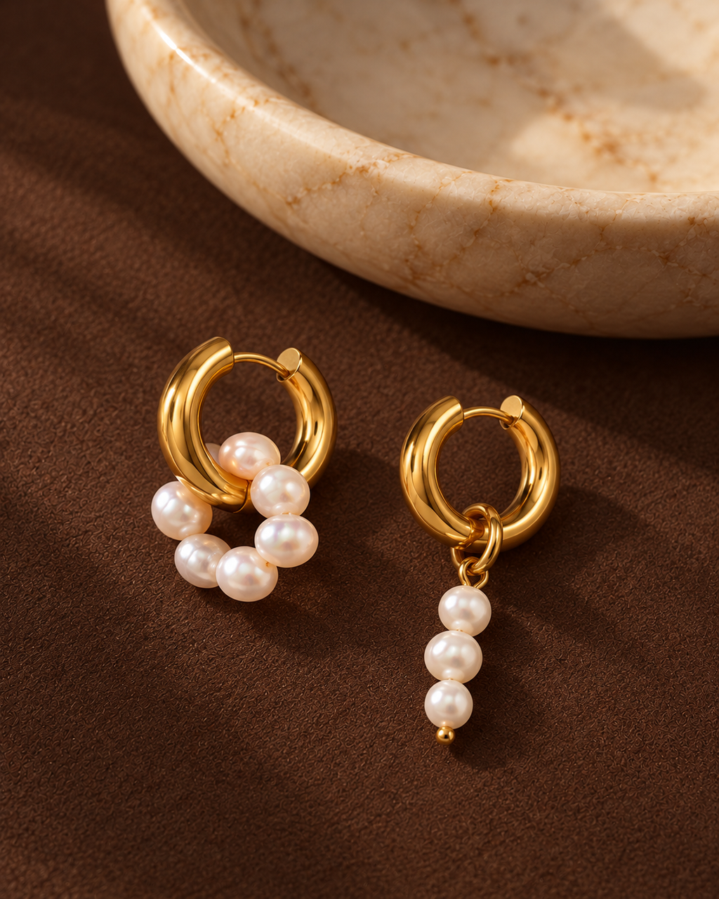 MESSY pearl hoops