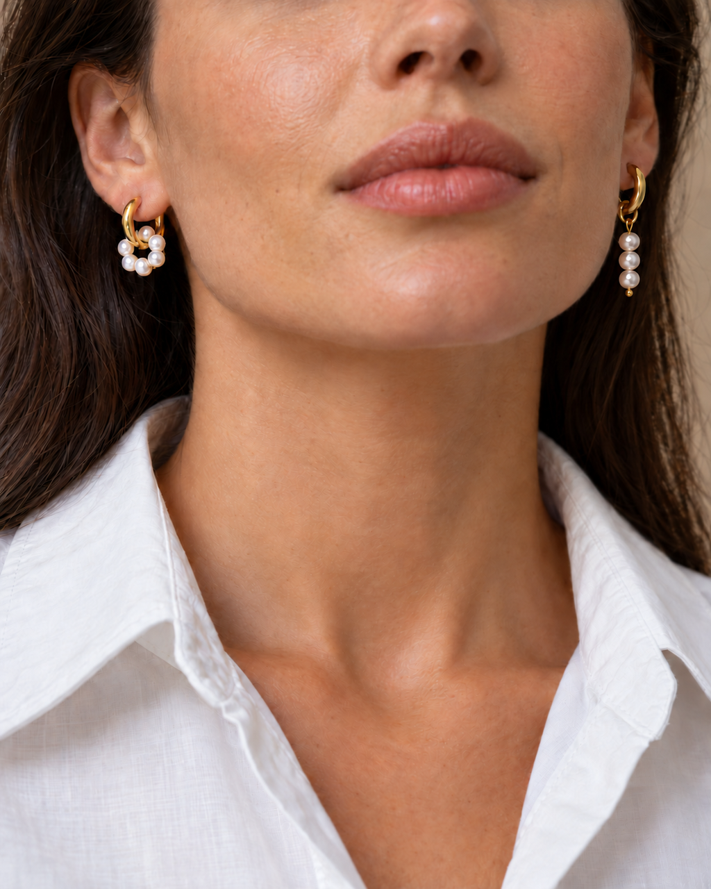 MESSY pearl hoops