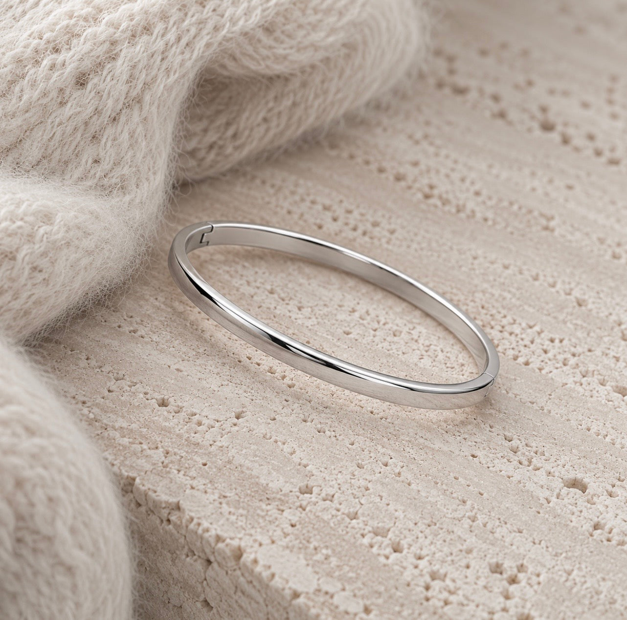 PLAIN bangle steel silver