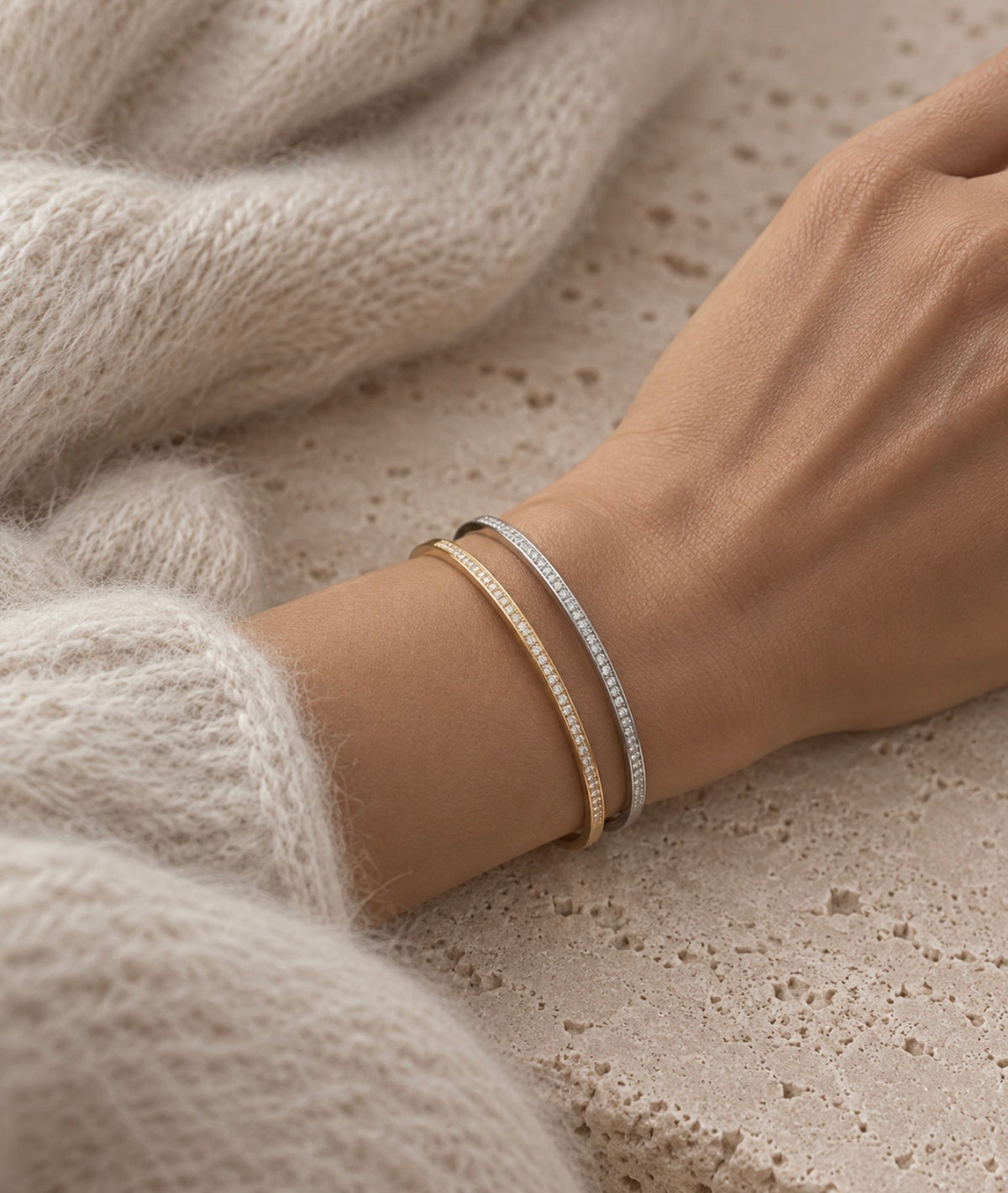 SHINE bangle steel gold